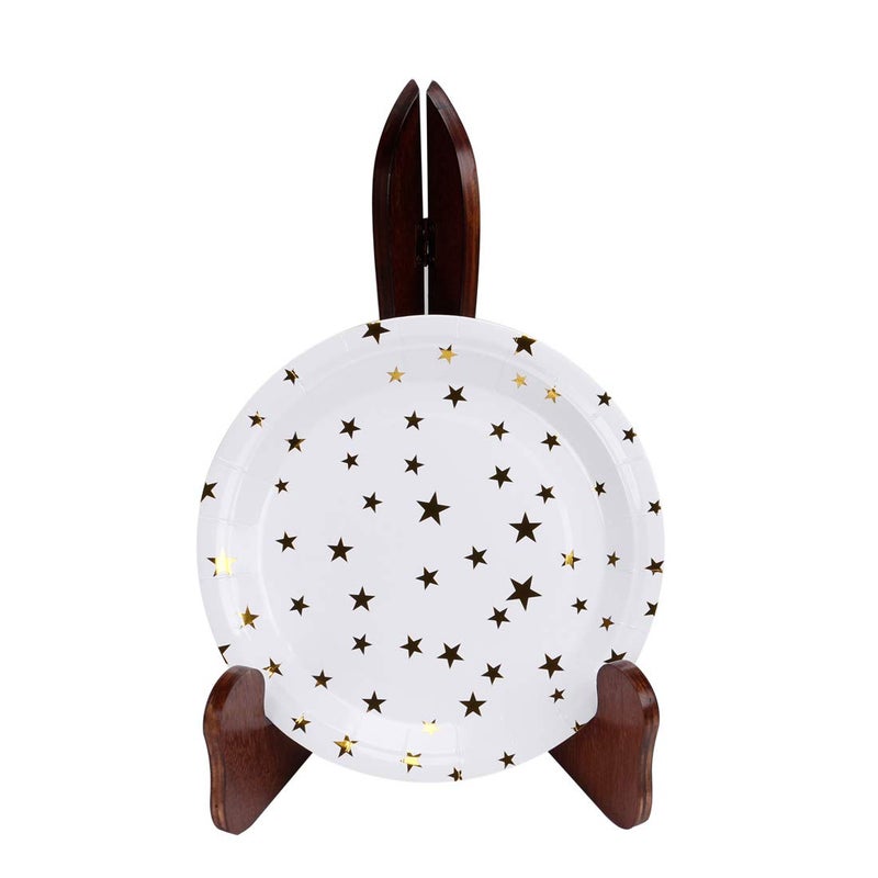 Geeklife Gold Stars Paper Plates,9 in Paper Party Dessert Plates,20 Count Decorative Tableware Set - Image 2